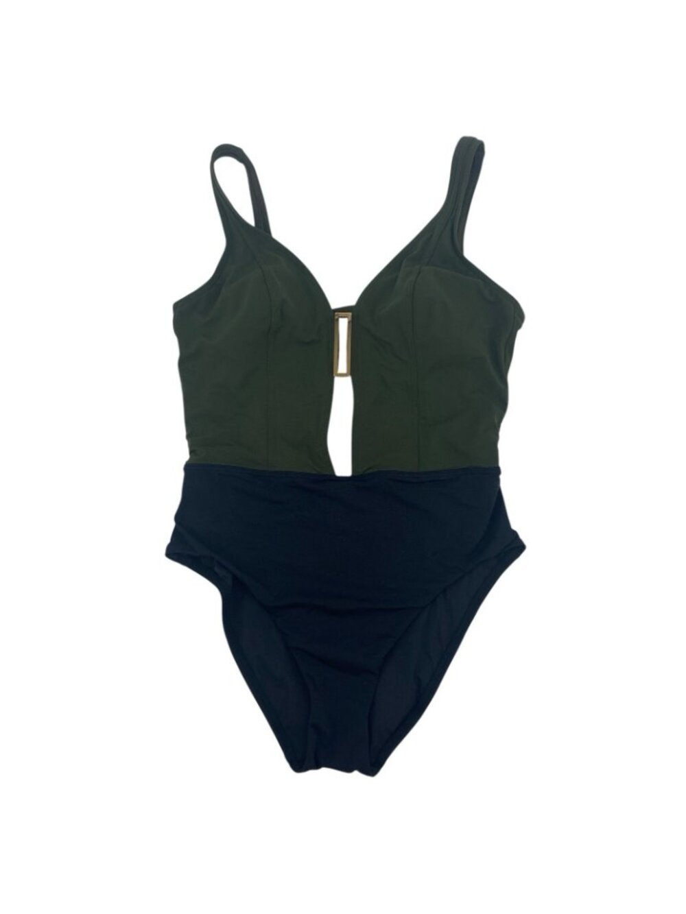 Amoressa  Size 8 Eclipse Ursa Olive Green V-Neck One Piece Swimsuit L47453